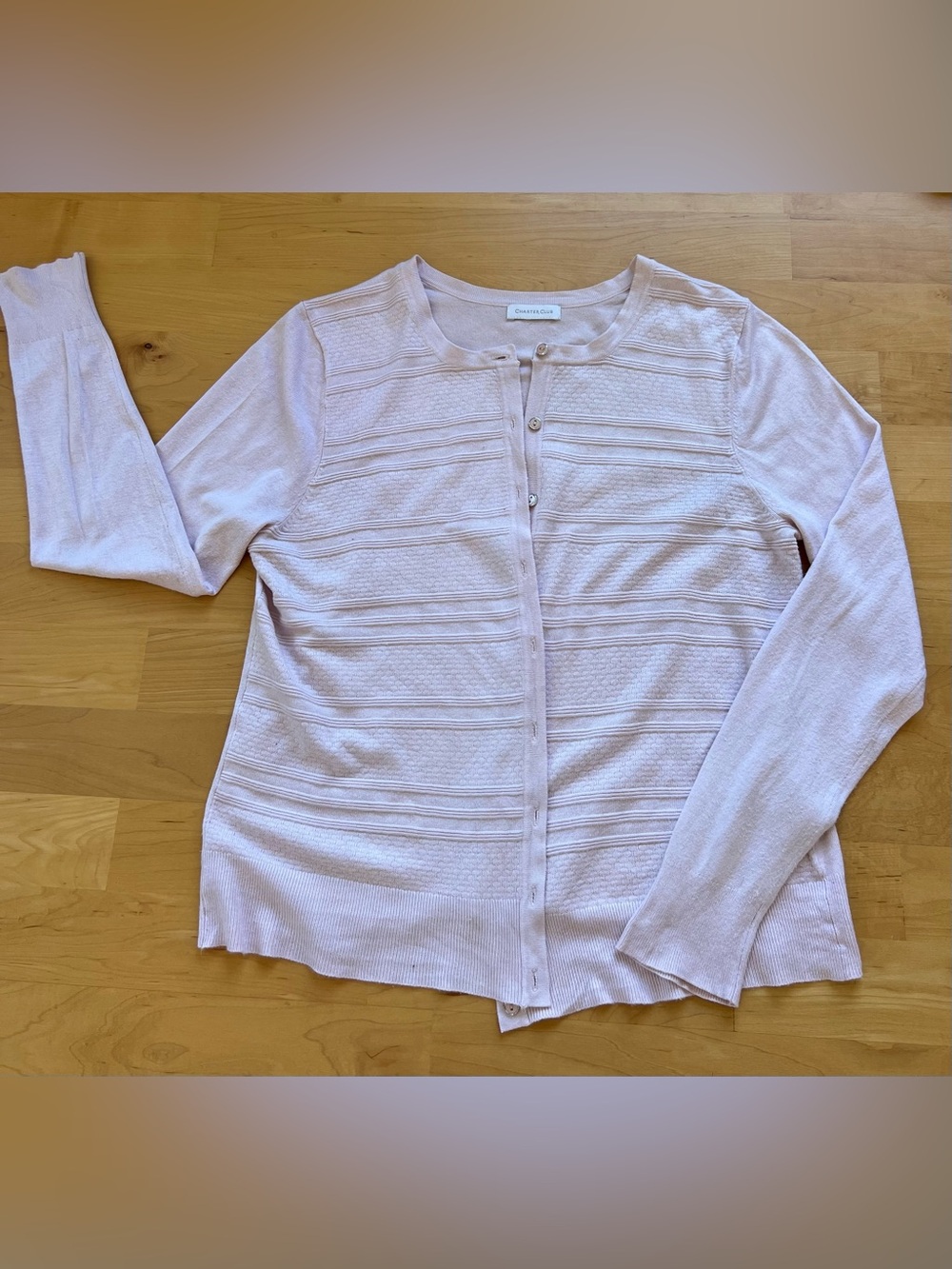 Charter Club Light Pink Button-Front Knit Cardigan